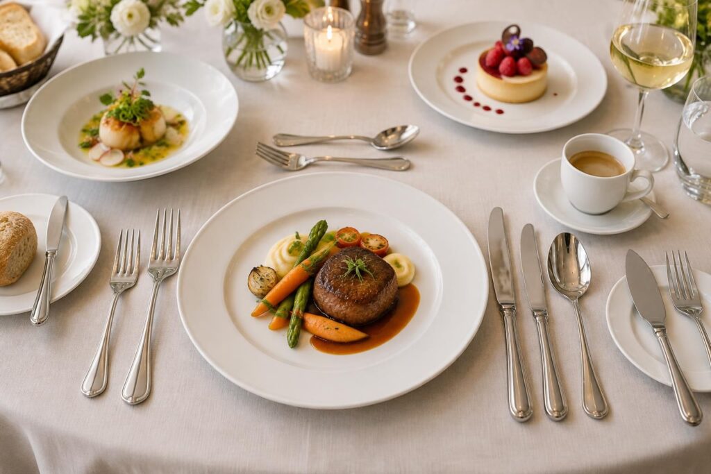 découvrez quels couverts utiliser pour chaque plat et le rôle de chaque pièce, des entrées au dessert, pour dresser une table élégante et respecter les usages.