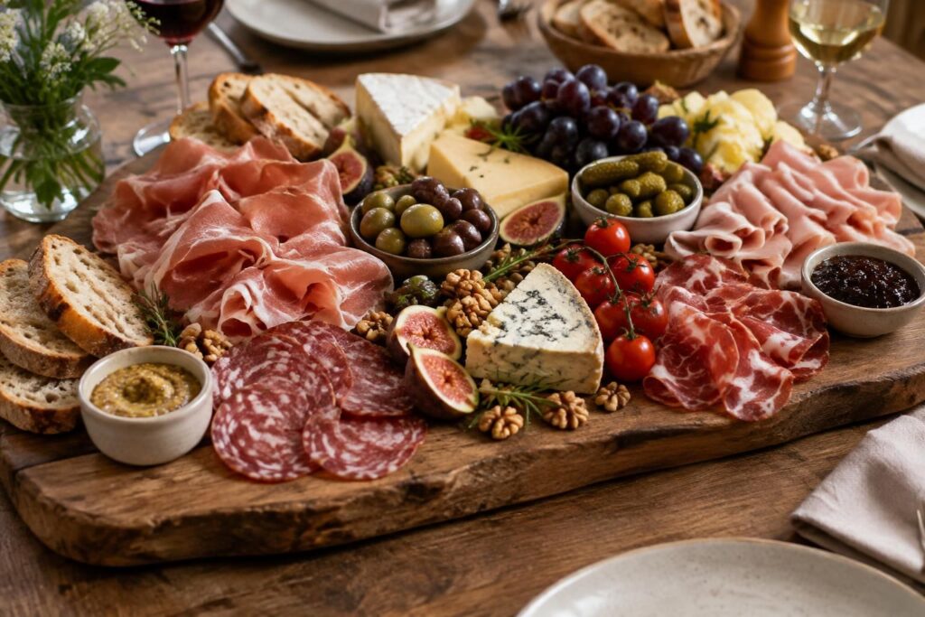 découvrez comment composer un plateau de charcuterie généreux et équilibré, avec des produits variés, des accompagnements savoureux et une présentation soignée.